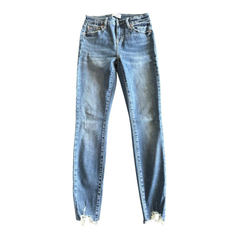 pistola Light Blue Skinny Jeans with Frayed Hem